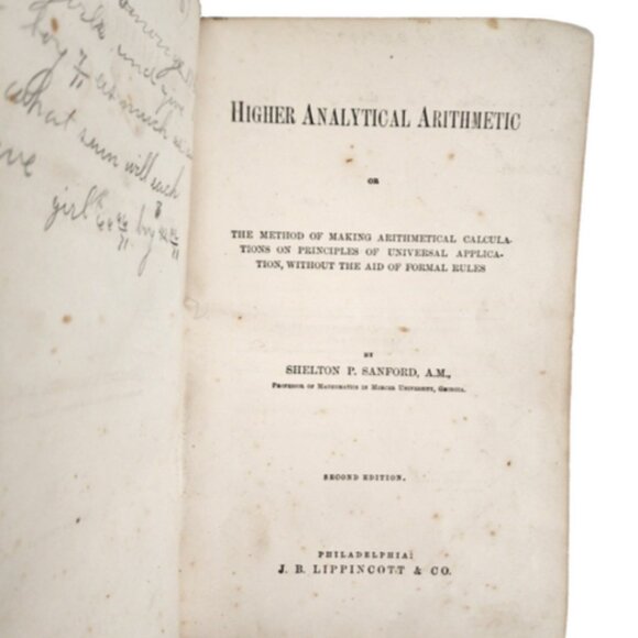 Higher Analytical Arithmetic 1870 HC by Shelton P Sanford 2nd Edition RARE - Picture 3 of 13